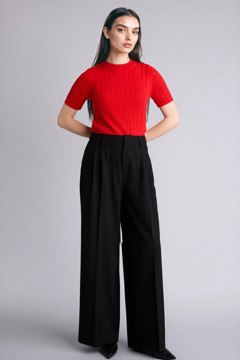 ديفاكتو بنطلون وايد ليج برجل واسع وخصر عالي - Image 1